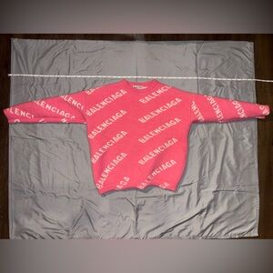 BALENCIAGA - WOOL KNIT - LOGO ALL OVER - PINK WHITE